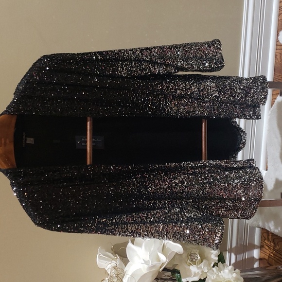 Nwt Cable & gauge sequin cover top 1X black silver - Picture 3 of 10